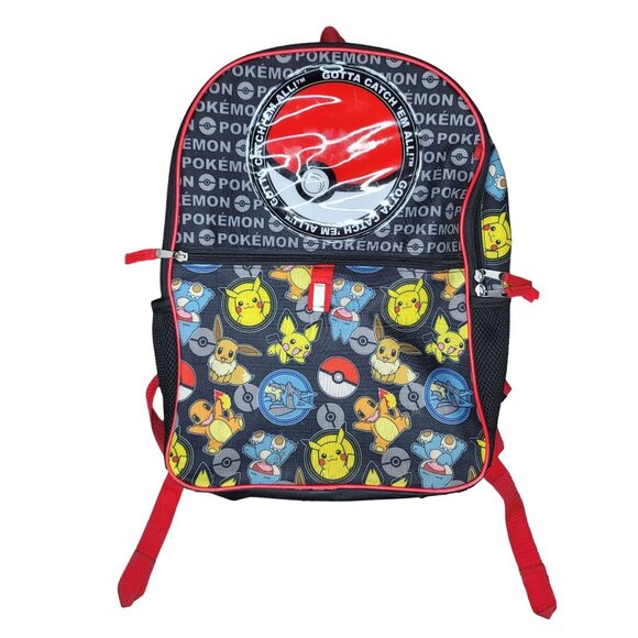 Pokemon Kids Backpack With Adjustable Straps & Pokeball Design Pikachu - Picture 1 of 6